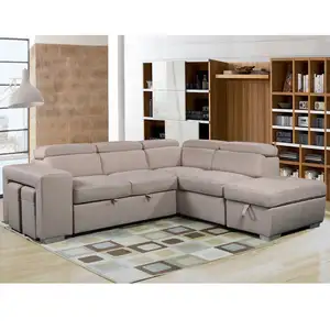 客厅现代模块化深沙发豪华皮革面料棕色白色转角储物沙发带抽屉