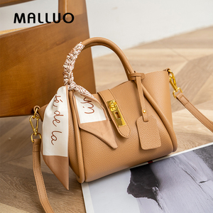 Bolso de Hombro Cruzado de Piel Genuina de Vacuno de Primera Calidad para Mujer, Estilo Cubo, de Lujo, con Pañuelo de Seda - ¡Gran Oferta! - Product Image 1