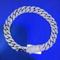 Bracelet à breloques Laysware Jewels VVS Moissanite, plaqué argent glacé, argent 925, 100% pur, cadeau de luxe unisexe, passe le test du diamant