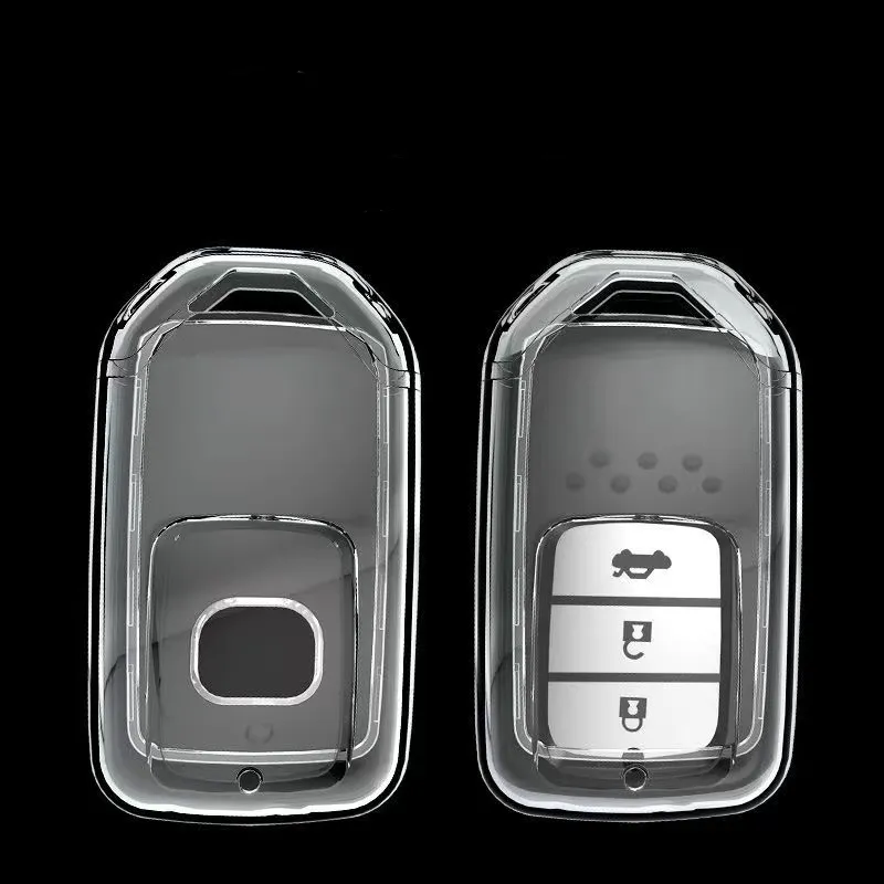 لهوندا غطاء مفتاح سيارة شفاف بالكامل مدينة سيفيك جاز CRV أكورد BRV HRV بدون مفتاح مفتاح مفتاح دخول ذكي للسيارة عن بعد