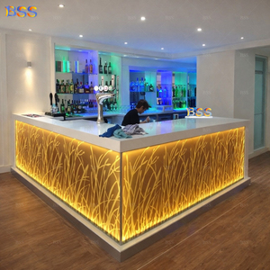 Barra de <span class=keywords><strong>Bar</strong></span> en Forma de L, Diseño Moderno y Contemporáneo, Personalizada, de Alta Gama, Gran Barra de <span class=keywords><strong>Bar</strong></span> de Acrílico y Mármol con Luces LED para Restaurante - Product Image 2