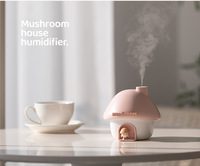 Humidificateur d'air portable rechargeable en forme de maison champignon, lampe de nuit, 300 ml, lumière coucher de soleil colorée, mini humidificateur ultrasonique de bureau