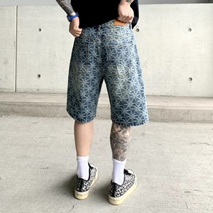 ファッションストーンウォッシュプリントメンズショーツブルージーンズメンズカジュアルパンツハイストリートデザイナーバイブヒップホップメンズジーンズ