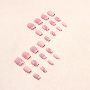 24 Uds <span class=keywords><strong>Color</strong></span> sólido <span class=keywords><strong>Rosa</strong></span> francés cuadrado <span class=keywords><strong>uñas</strong></span> postizas pegar en las <span class=keywords><strong>uñas</strong></span> prensa en las <span class=keywords><strong>uñas</strong></span> - Product Image 3