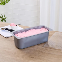 Conteneur carré rond en plastique durable de 2,5 L avec couvercle recyclé pour le stockage de la crème glacée, boîtes en plastique alimentaire