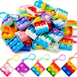 Wholesale Mini Pop It Fidget Toy Keychain Rainbow Silicone Push <b>Bubble</b> Sensory Stress Relief Toy for <b>Kids</b> Adults Anxiety Relief - Product Image 2