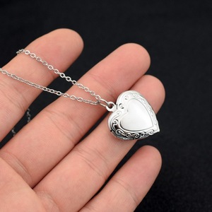 Personalized Simple Silver Plated Love Heart Shaped Photo Box Pendant Necklace <b>Titanium</b> Steel Women's Necklaces Fashion Jewelry - Product Image 1