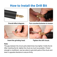 Mini perceuse électrique USB 5V avec mandrin de 0,7 à 1,2 mm, interrupteur marche/arrêt, outil rotatif micro portable pour la gravure et le polissage DIY