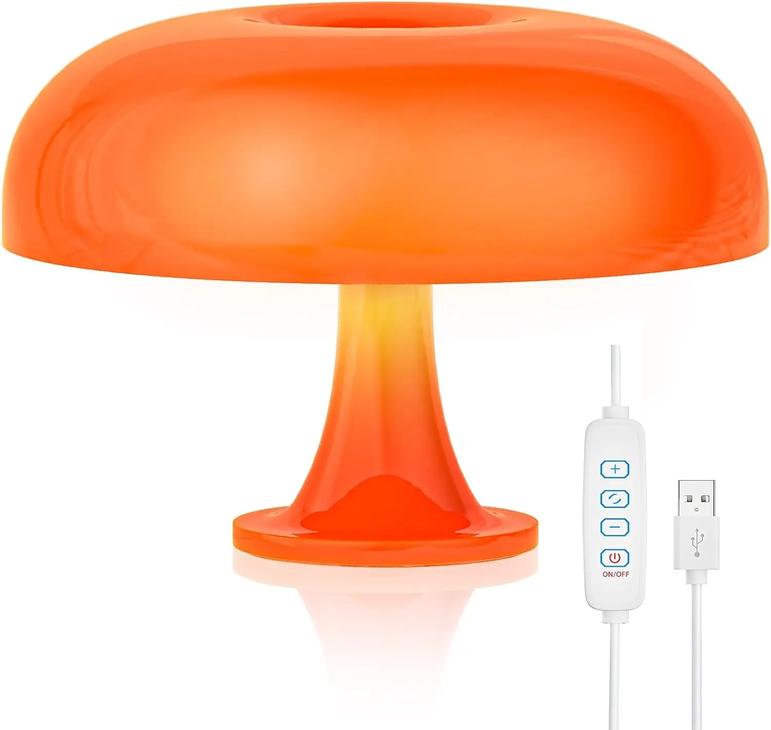 Luminária de mesa de cogumelo para mesa, iluminação ambiente, decoração de cabeceira, quarto, sala de estar, vintage, moderna, retrô, LED, lâmpada de cogumelo laranja
