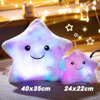 Bantal Lempar Bercahaya Warna-warni Bantal Lembut Bercahaya Boneka Mainan Mewah Bintang Lima Sudut Lucu Bantal Lempar Dekoratif Sofa