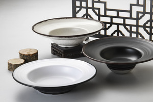 Großhandel langlebig doppelfarbig braun beig tiefe Suppe Nudeln A5 Melamin Servierplatte Restaurantteller - Product Image 4