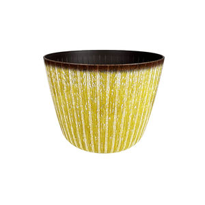 빈티지 버건디 세로 줄무늬 레진 화분, 입구가 넓은 실내외 정원용 화분, 홈데코 및 식물 전시용 - Product Image 3