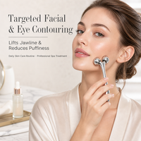 Rouleau facial en métal en forme de Y, masseur facial à double tête pour le soin de la peau du contour des yeux, 9,6 cm, portable