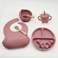 Ensemble d'alimentation pour bébé en gel de silice Vaisselle moderne personnalisable pour les aliments complémentaires et les enfants