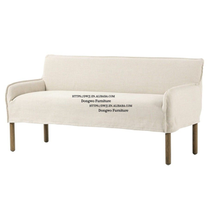 Sillas de Comedor Dobles de Tela de Lino Beige Estilo Campestre del Norte de Europa y América, Muebles Desmontables y Lavables - Product Image 3