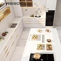 Meuble de cuisine modulaire moderne en bois laqué blanc avec robinet pour appartement et usage commercial, fabriqué en Chine