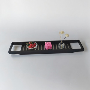 Support de rangement pour baignoire, rectangulaire, noir, autoportant, durable, avec porte-téléphone et porte-boissons - Product Image 4