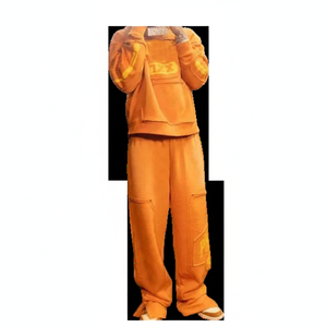 Ensemble de pantalons de survêtement à capuche zippés et délavés à l'acide de haute qualité Streetwear d'hiver avec logo personnalisé pour les grandes tailles personnalisables - Product Image 1