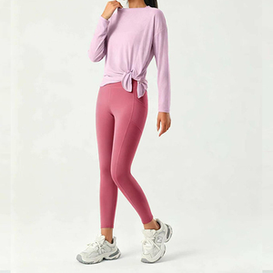 Vêtements de yoga pour femmes, ensemble 2 pièces, ample, amincissant, séchage rapide, respirant, manches longues, entraînement professionnel, fitness, sport - Product Image 3