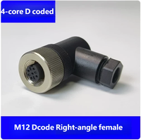 Connecteur LVXINDA M12 à code D X, 4 broches, 5 broches, 8 broches, 12 broches, connecteur droit ou à angle droit, connecteur IP68