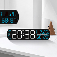 Horloge numérique à affichage LED électronique grand écran portable avec télécommande, calendrier, heure, étanche, intérieur, monde