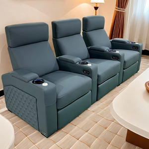 Set Sofa bioskop kulit butiran, kursi malas elektrik dengan nampan untuk teater film ruang tamu - Product Image 3