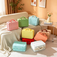 Valise de maquillage rigide en ABS, 14 pouces, couleur bonbon, fermeture éclair, mini valise cosmétique portable, pour femmes, OEM BSCI, sac à main