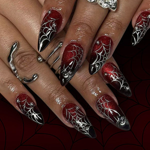 Nouveauté très demandée pour Halloween : <span class=keywords><strong>Faux</strong></span> <span class=keywords><strong>ongles</strong></span> 3D en relief, motifs araignée et chauve-souris, vente en gros, <span class=keywords><strong>ongles</strong></span> à presser pour nail art - Product Image 4
