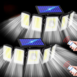 Lampada Solare da Parete per Esterni IP54 con 300 LED, Nuova Illuminazione a Induzione LED Rotante a Cinque Teste per Strade e Sentieri - Product Image 3