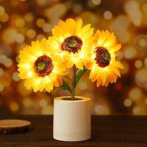 Lampe LED TSINYE en forme de tournesol, veilleuse en plastique blanc chaud, décoration de chambre <span class=keywords><strong>pour</strong></span> la Saint-Valentin, cadeaux d'<span class=keywords><strong>anniversaire</strong></span> - <span class=keywords><strong>Pour</strong></span> elle, <span class=keywords><strong>maman</strong></span>, femme - Product Image 4