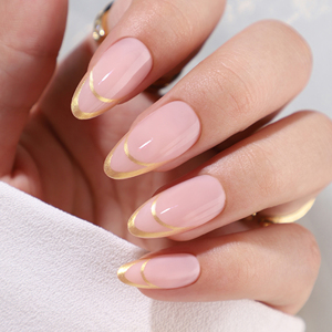 Vente en gros <span class=keywords><strong>faux</strong></span> ongles courts en acrylique fini gel Uv French Nails Tips Press On Nails Réutilisable fait à la main - Product Image 3