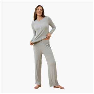 Pyjama en bambou pour femmes, ensemble de vêtements de nuit personnalisés, ensemble de pyjama uni, pyjama en coton pour femme, ensembles de vêtements de détente, vêtements de nuit pour femmes, pyjama en bambou - Product Image 2