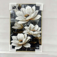 Vente en gros usine : Vase à plantes en porcelaine avec cadre en cristal 5D, tableaux modernes pour cuisine, peintures murales de fleurs en diamant