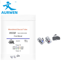 AURWEN Tube buccal orthodontique monobloc en acier inoxydable, non convertible, adhésible, pour 6 molaires, taille 0.022''/0.018''