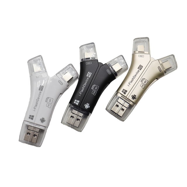 TF SD Card Reader 4 in 1 Micro USB Type C OTG Adapter Micro USB to USB a Y Shape Gold Black White Memory Card Reader