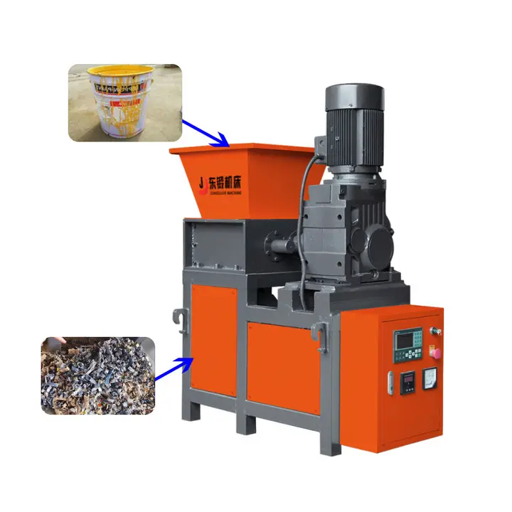 Double shaft organic waste shredding machine hard drive/glass /cable/plastic shredder machine for recycling