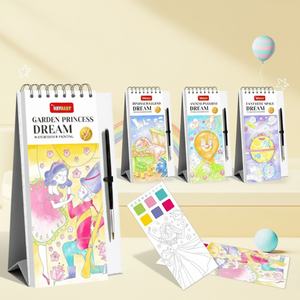 Marque-pages personnalisés, carnet de croquis aquarelle, livre de coloriage et de dessin pour enfants, ensemble de jouets en papier pour peinture à l'eau et au pinceau, format offset - Product Image 1