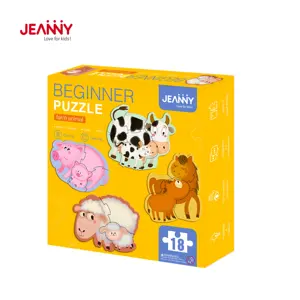 18 Stuks Gemakkelijk Woorden Dier Onderwijs Speelgoed Met Vormige Puzzel Beginner Puzzel Farm Animal 4 In 1 Kinderen Puzzel