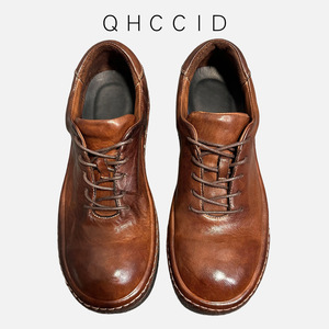 Zapatos de Hombre de Cuero Genuino Marrón con Punta Redonda y Cordones, Zapatos Casuales para Todas las Temporadas con Suela de Goma Cómoda - Product Image 3