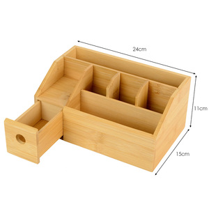 Natural Bamboo Desktop <b>Makeup</b> Organizer With Drawers Multi-functional Storage <b>Box</b> For Cosmetics And Lipstick - Product Image 2