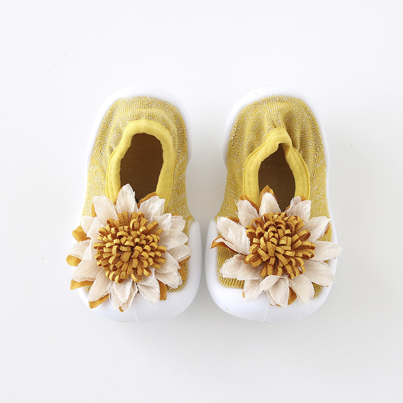 Профессиональные детские носки с резиновой подошвой, обувь, милые носки с цветами для маленьких девочек, резиновая подошва