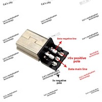 ZX Mini5Pin Prise femelle à corps court, boîtier en fer, fil de terre, borne V3, plaque de soudure MiniUSB, connecteur de charge