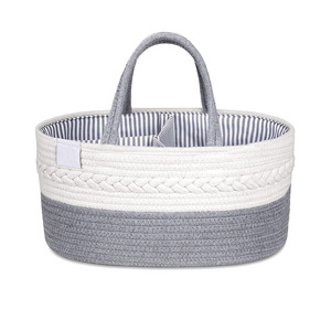 Large Cotton Rope Nursery Storage Bin Baby Diaper Caddy Organizer with Removable <strong>Inserts</strong> Foldable <strong>Wardrobe</strong> or Bathroom Cabinet - Product Image 1