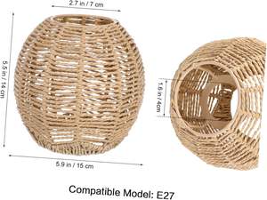 YULIN JIAFU Cabilock Woven Lamp Shade with Metal <strong>Frame</strong>,Round <strong>Small</strong> <strong>Lampshade</strong> Replacement Wall Sconces Ceiling Fan Light Covers - Product Image 2