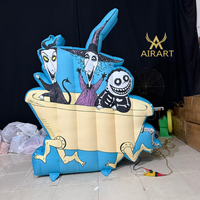 Panneau publicitaire gonflable classique à motif de salle de bain avec éclairage LED pour la décoration de fête de jardin en veille d'Halloween