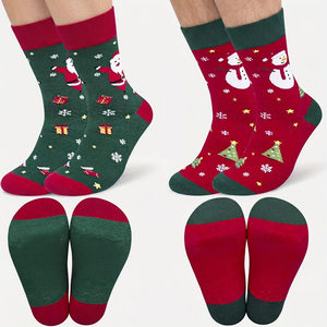 Chaussettes à motif de Noël pour hommes et femmes, en coton, polyester et élasthanne, tricotées jacquard, respirantes, pour un usage quotidien en hiver - Product Image 4