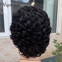 Promotion : Perruque Courte Brésilienne 100% Cheveux Humains Remy, Dentelle Transparente 13x4, Couleur Naturelle, pour Perruques Bouclées Pré-découpées, pour Femmes