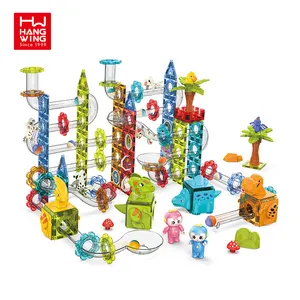 HW新107/153/233PCS恐龙公园磁性滚球轨道DIY组装魔术砖积木套装儿童玩具