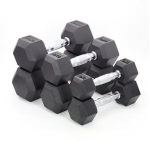 Manubrio con Peso Fisso da 6kg con Estremità Nere per Sport, Rivestito in Gomma con Nucleo in Ferro Esagonale Anti-Rotolamento - Product Image 6