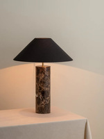 Lámpara de Mesa Moderna de Mármol con Pantalla de Tela para Mesita de Noche o Sala de Estar